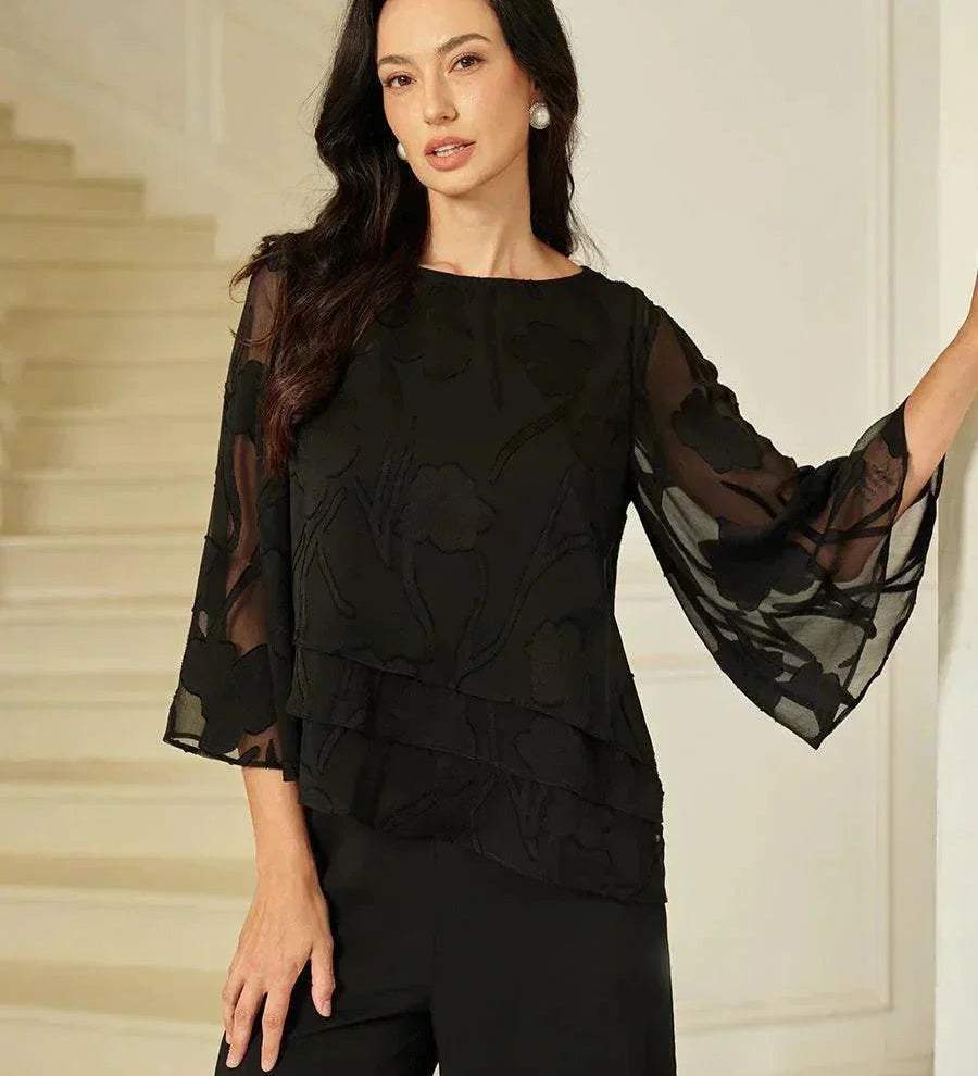 Kinga – Réteges Virágmintás Sifon Blúz