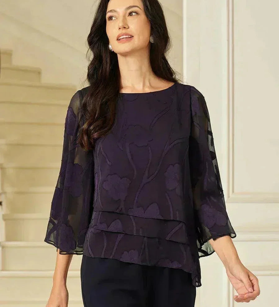 Kinga – Réteges Virágmintás Sifon Blúz