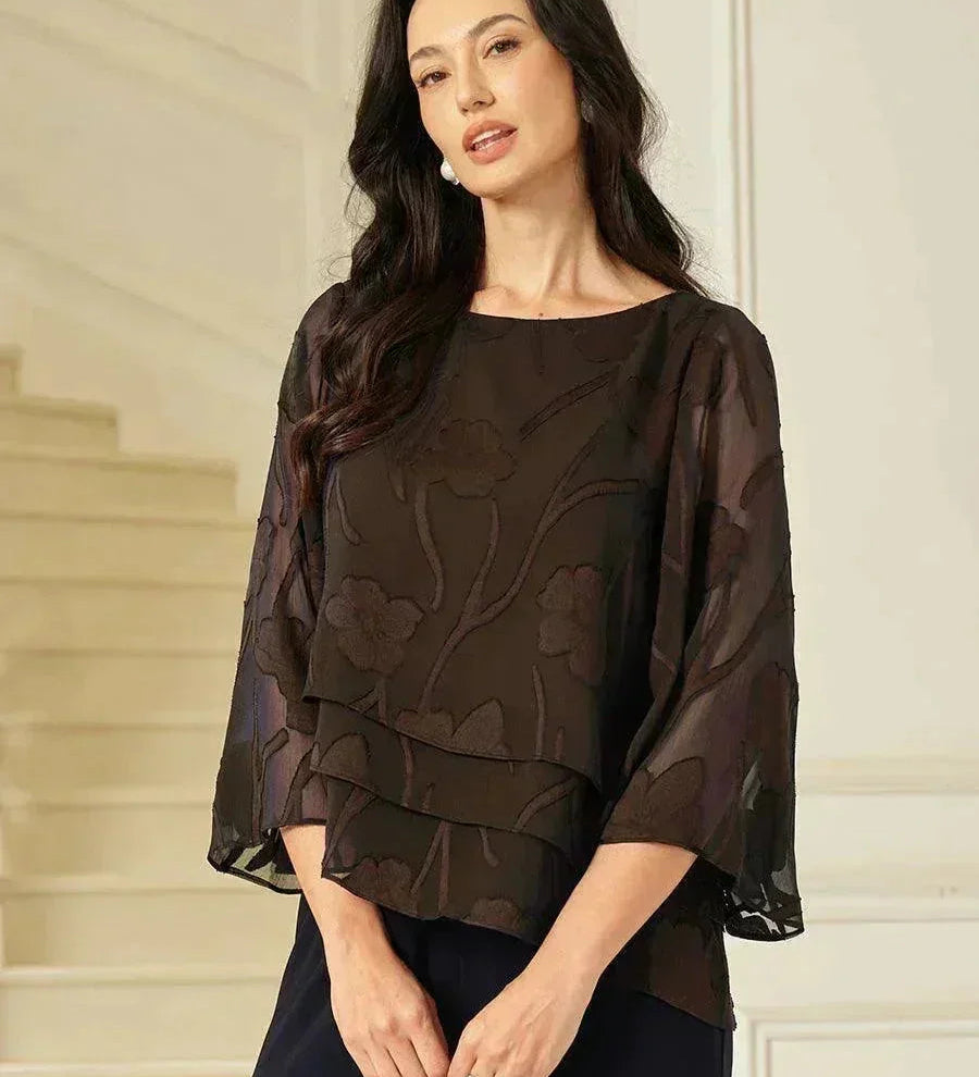 Kinga – Réteges Virágmintás Sifon Blúz