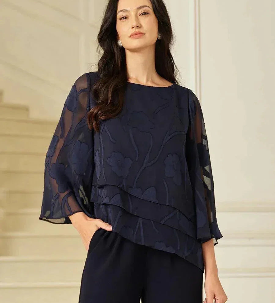 Kinga – Réteges Virágmintás Sifon Blúz