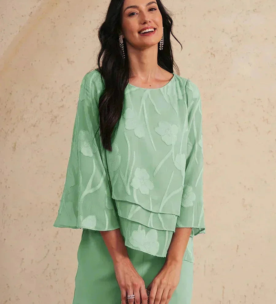 Kinga – Réteges Virágmintás Sifon Blúz