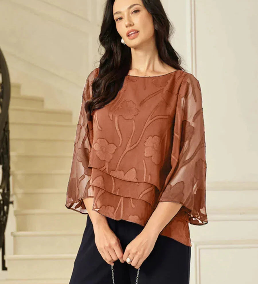 Kinga – Réteges Virágmintás Sifon Blúz