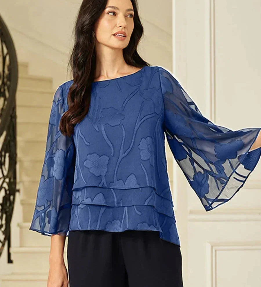Kinga – Réteges Virágmintás Sifon Blúz